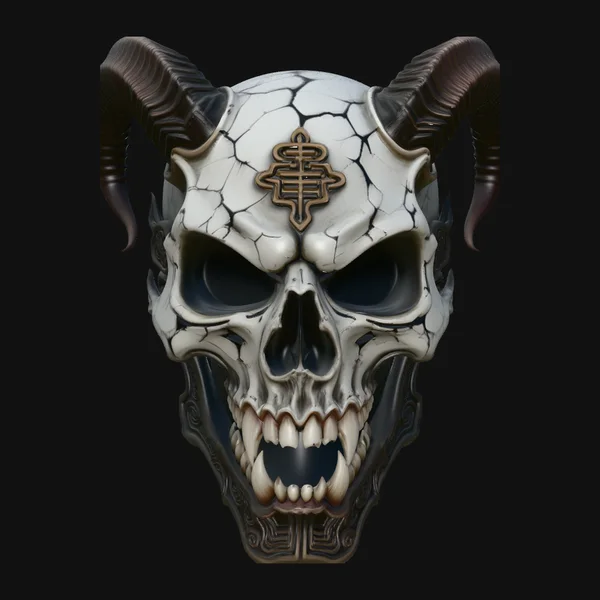 Horned Demon Skull Statue Design 6