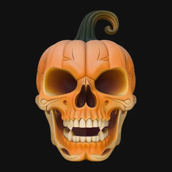 Skull Carved Pumpkin Statue Design 3