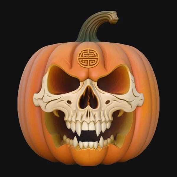 Skull Carved Pumpkin Statue Design 5