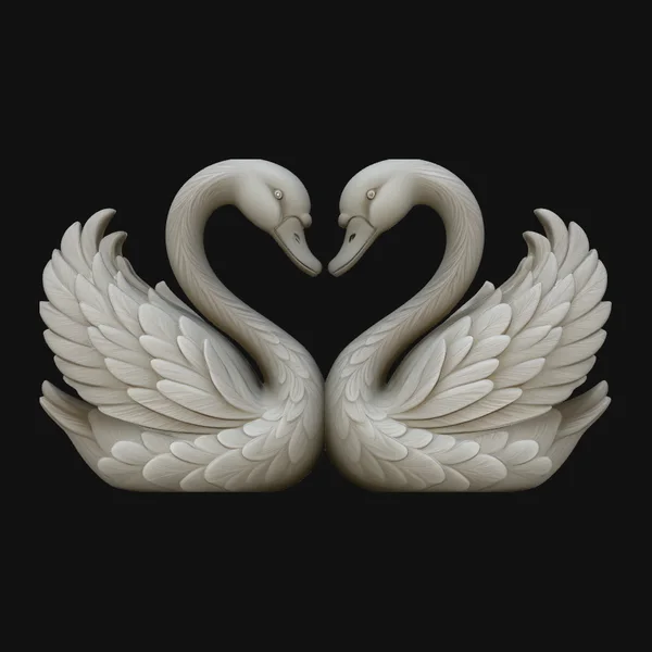 Swan Couple Heart Statue Design 1