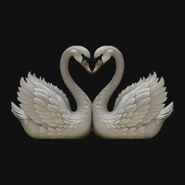 Swan Couple Heart Statue Design 2